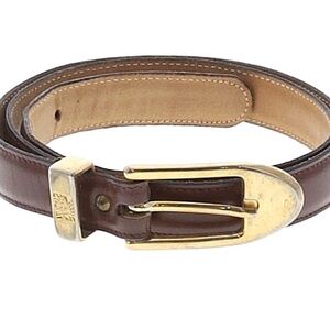 Brown Leather Belt with Gold Buckle